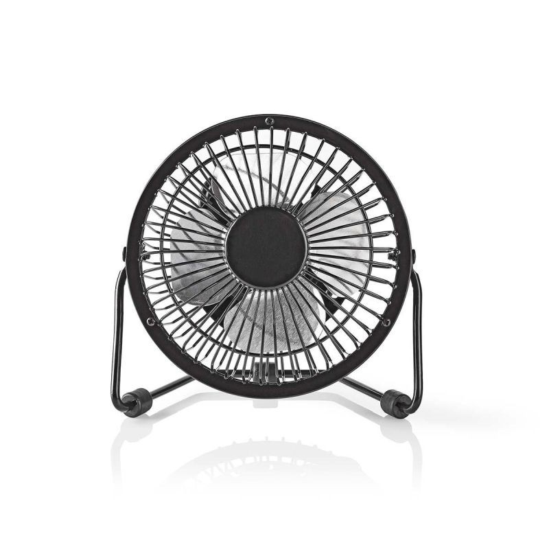NEDIS mini ventilátor/ průměr 10 cm/ výkon 3 W/ napájení přes USB/ kabel 1 m/ kovový/ černý