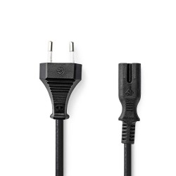 NEDIS napájecí kabel 230V pro adaptéry/ přípojný/ Euro zástrčka/ konektor IEC-320-C7/ dvoulinka/ černý/ bulk/ 3m