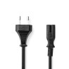 NEDIS napájecí kabel 230V pro adaptéry/ přípojný/ Euro zástrčka/ konektor IEC-320-C7/ dvoulinka/ černý/ bulk/ 3m