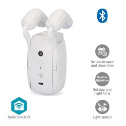 NEDIS chytrý motor (robot) závěsů/ tyčová kolejnice/ napájení z baterie/ napájení z USB/ 4000 mAh/ Bluetooth/ bílý