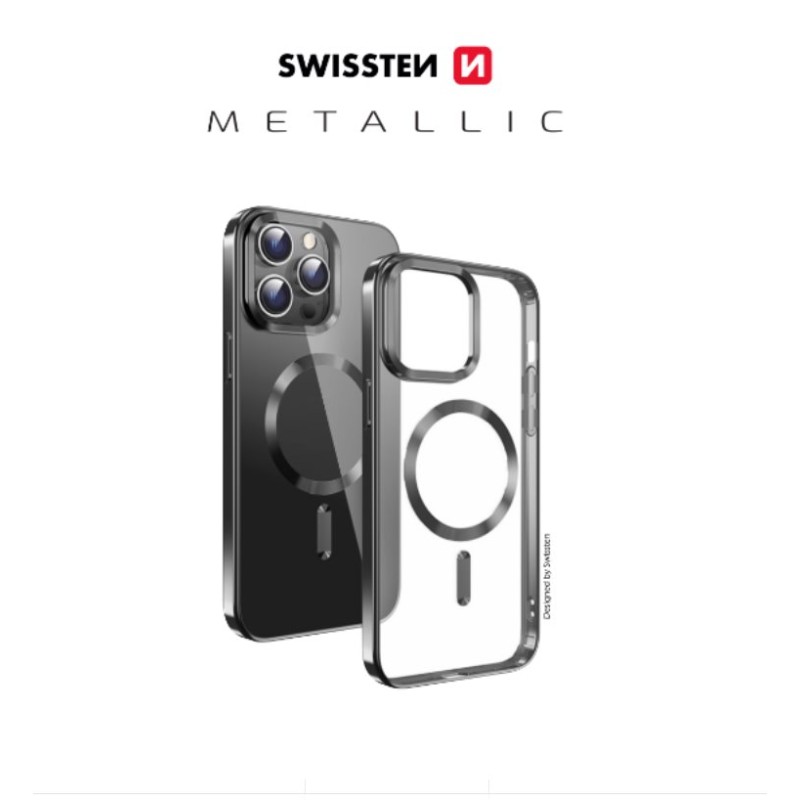 Swissten pouzdro clear jelly magstick metallic pro apple iphone 16 plus černé