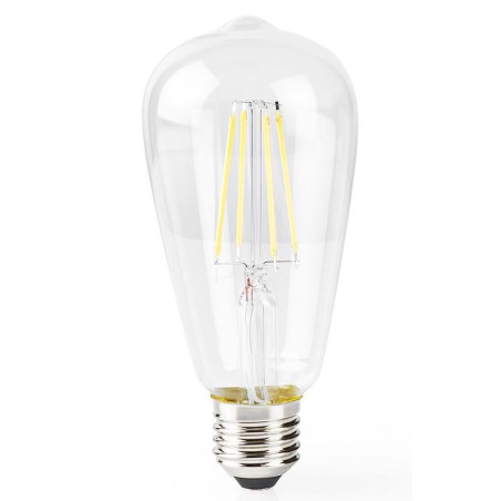 NEDIS Wi-Fi chytrá LED žárovka s vláknem/ E27/ ST64/ 5W/ 230V/ 500lm/ 2700K/ teplá bílá/ stmívatelná/ čirá