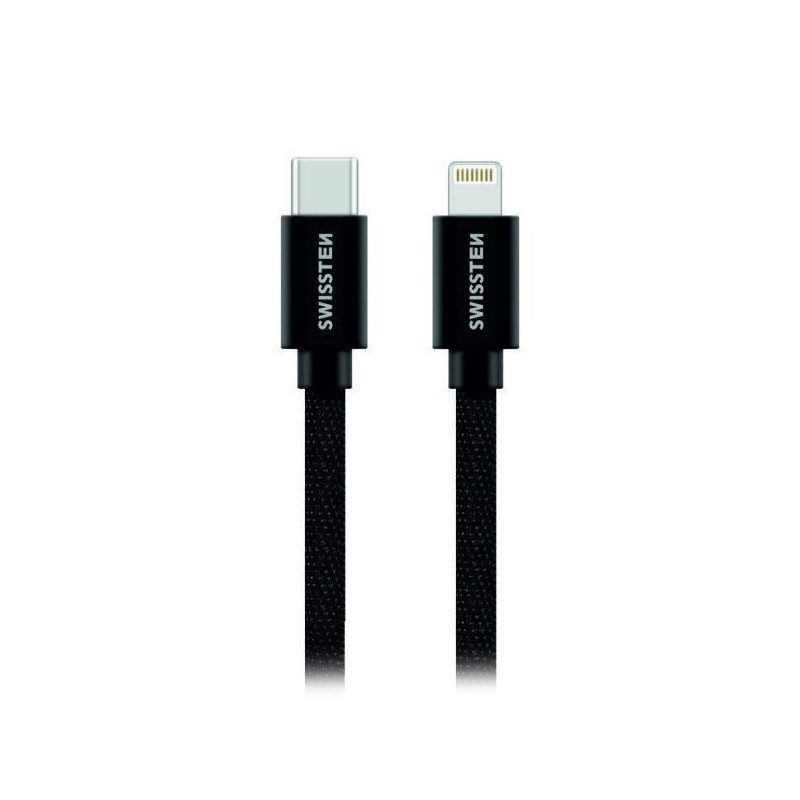 Swissten Datový Kabel Textile USB-C / Lightning Mfi 1,2 M Černý