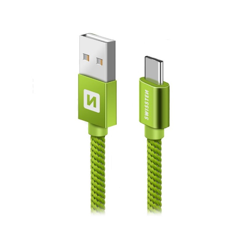 Swissten Datový Kabel Textile Usb / Usb-C 2,0 M Zelený