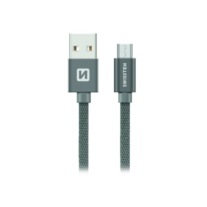 Swissten Datový Kabel Textile Usb / Micro Usb 1,2 M Šedý