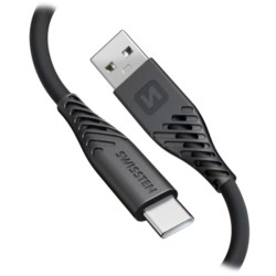Swissten datový kabel soft silicone usb / usb-c 0,4 m černý