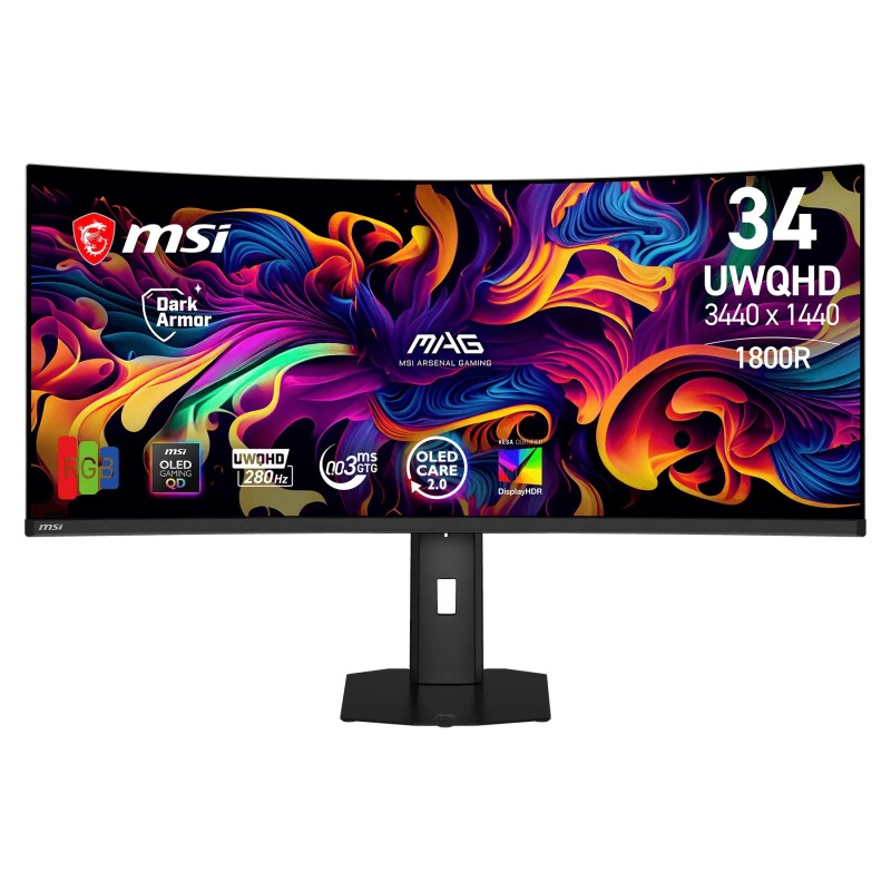 MSI Gaming MAG 341CQP QD-OLED X28/ 34"/ 3440x1440/ OLED/ 0,03ms/ 280Hz/ 300cd/m2/ 1500000:1/ HDMI/ DP/ VESA/černý