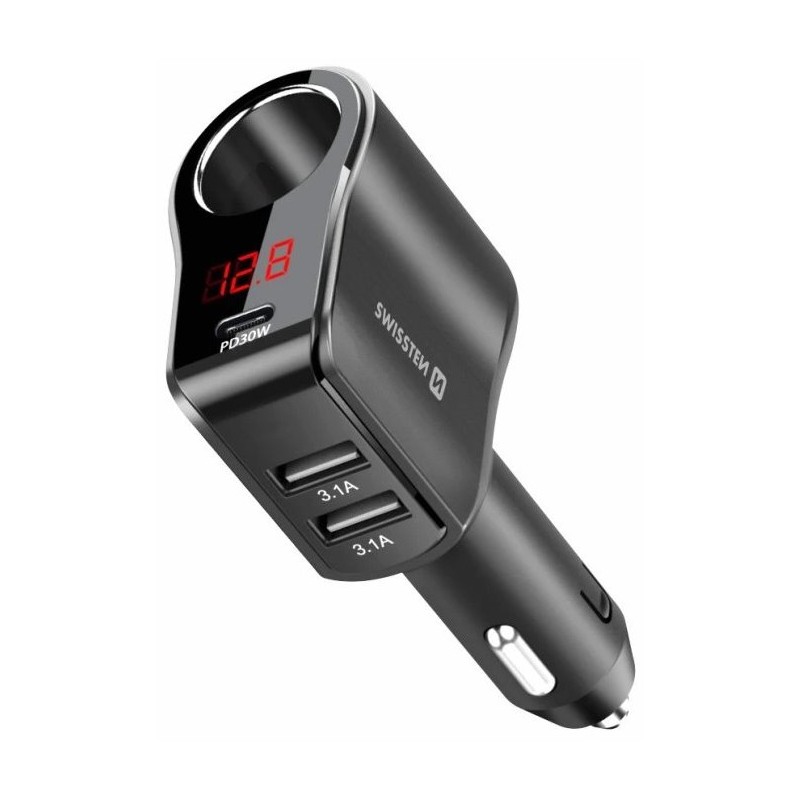 Swissten autoadaptér s výstupem 1x cl, 1x ucb-c pd a 2x usb-a, 108w - 216w
