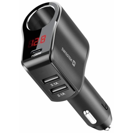 Swissten autoadaptér s výstupem 1x cl, 1x ucb-c pd a 2x usb-a, 108w - 216w
