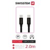 Swissten datový kabel USB-C / USB-C s textilním opletem, 2,0 M Černý