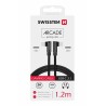 Swissten textilní datový kabel Arcade USB-C / USB-C 1,2 M /L konektory/ Černý
