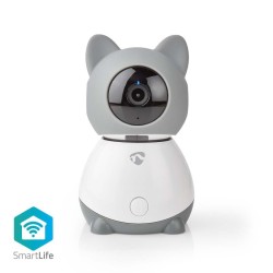 NEDIS IP kamera/ Wi-Fi/ vnitřní/ 1080p/ Micro SD/ Cloud/ snímač pohybu/ náklon/ noční vidění/ Android/ iOS/ šedo-bílá