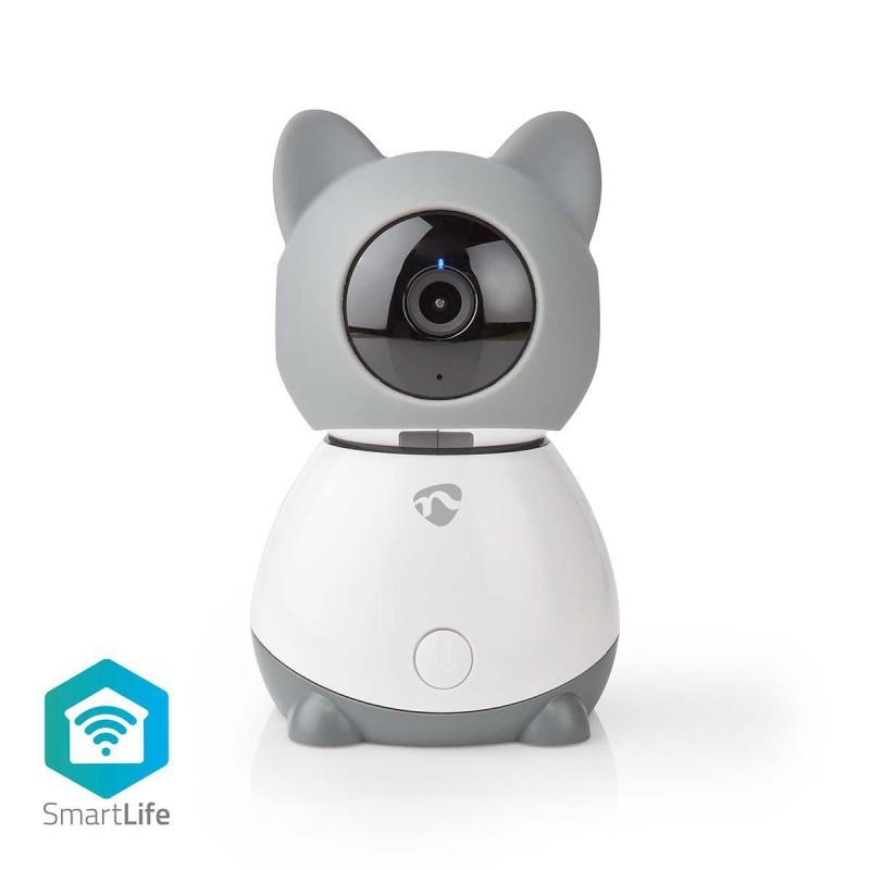 NEDIS IP kamera/ Wi-Fi/ vnitřní/ 1080p/ Micro SD/ Cloud/ snímač pohybu/ náklon/ noční vidění/ Android/ iOS/ šedo-bílá