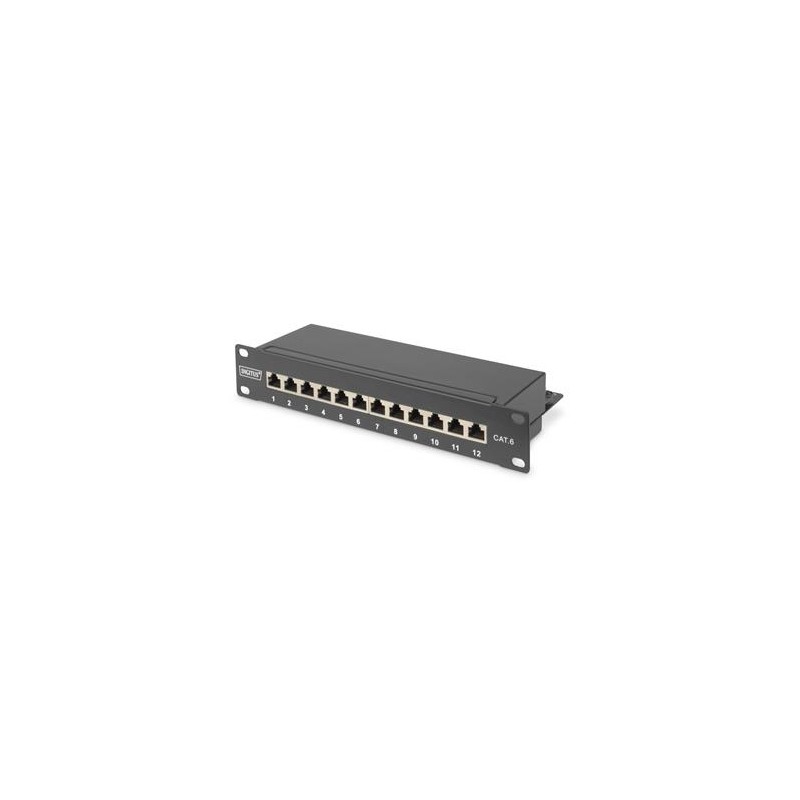 DIGITUS Patch panel,CAT6,10",12xSTP RJ45,černá