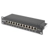 DIGITUS Patch panel,CAT6,10",12xSTP RJ45,černá