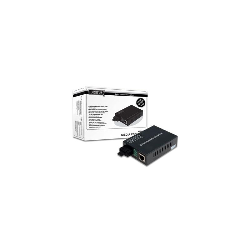 DIGITUS 10/100/1000Base-T to 1000Base-SX, Incl. PSU SC connector, MM, Up to 0.5km DN-82120-1