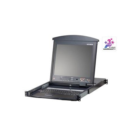 ATEN 8-port Cat.5 KVM PS/2+USB, OSD, dual rail rack, 19" LCD, touchpad, klávesnice