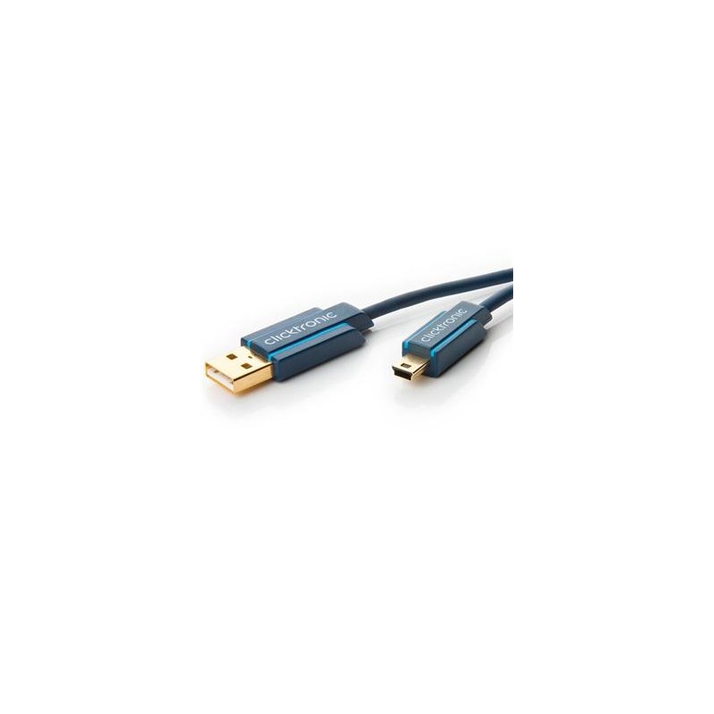 ClickTronic HQ OFC USB2.0 kabel, A-B mini, 5pinů, zlacené, 3m