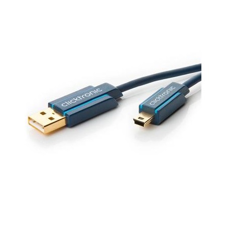ClickTronic HQ OFC USB2.0 kabel, A-B mini, 5pinů, zlacené, 3m