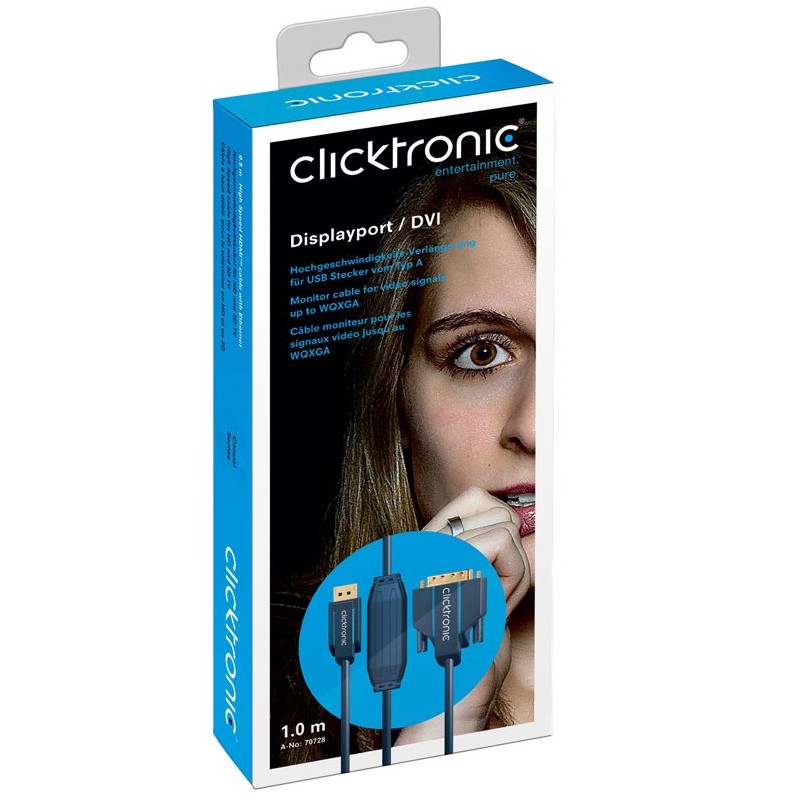 ClickTronic HQ OFC kabel DisplayPort - DVI, zlacené kon., M/M, 2m