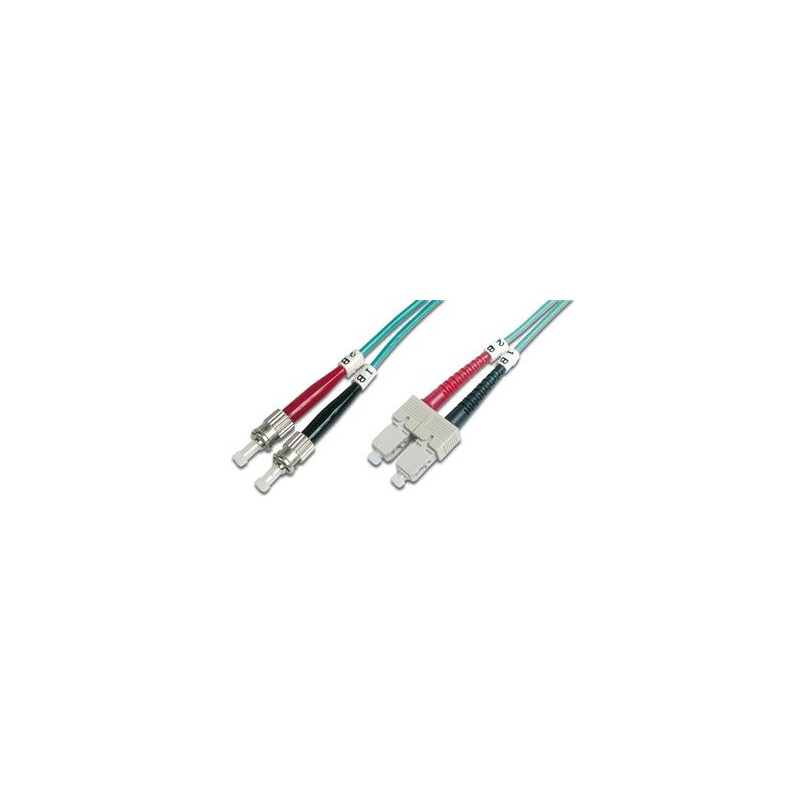 DIGITUS Fiber Optic Patch Cord, ST/SC Multimode 50/125 µ, OM3, Duplex, 2m
