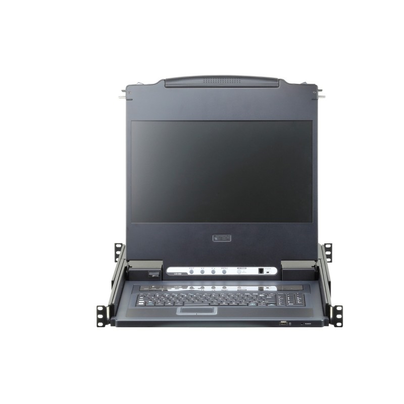 ATEN 8-port KVM USB, DVI, OSD,Single Rail rack, 17.3" FHD LCD, touchpad, klávesnice