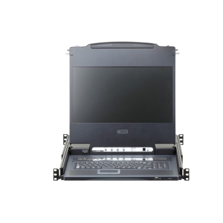 ATEN 8-port KVM USB, DVI, OSD,Single Rail rack, 17.3" FHD LCD, touchpad, klávesnice