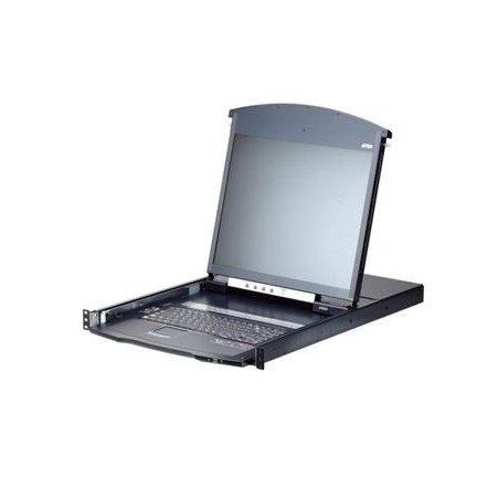ATEN 8-port Cat.5 KVM PS/2+USB, OSD, dual rail rack, 19" LED LCD, ovládání over IP 1local/1remote