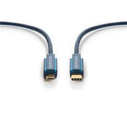 ClickTronic HQ OFC Kabel USB-C/male - USB 2.0 Micro-B/male, modrý, 50cm