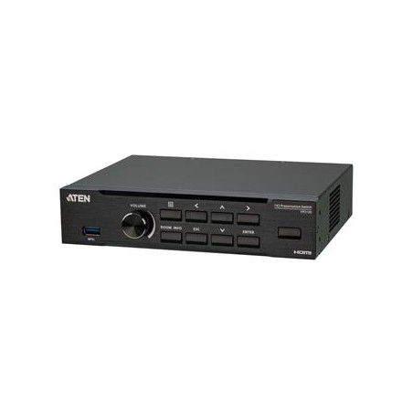ATEN FullHD HDMI přepínač a prezentér s Quad View Multistreaming, audio procesor, chat