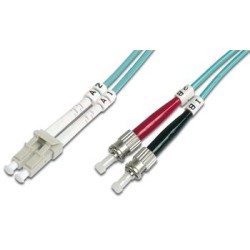 DIGITUS Fiber Optic Patch Cord, LC/ST Multimode 50/125 µ, OM3, Duplex, 1m