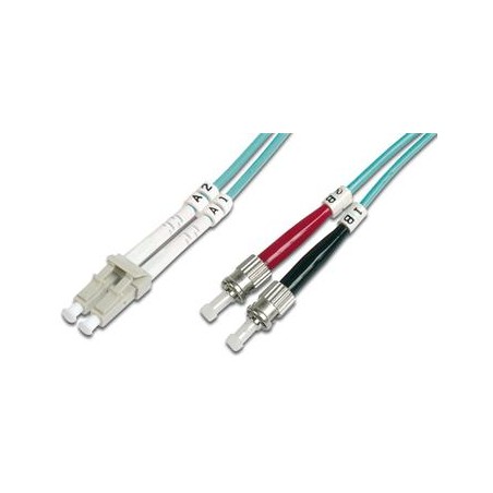 DIGITUS Fiber Optic Patch Cord, LC/ST Multimode 50/125 µ, OM3, Duplex, 1m