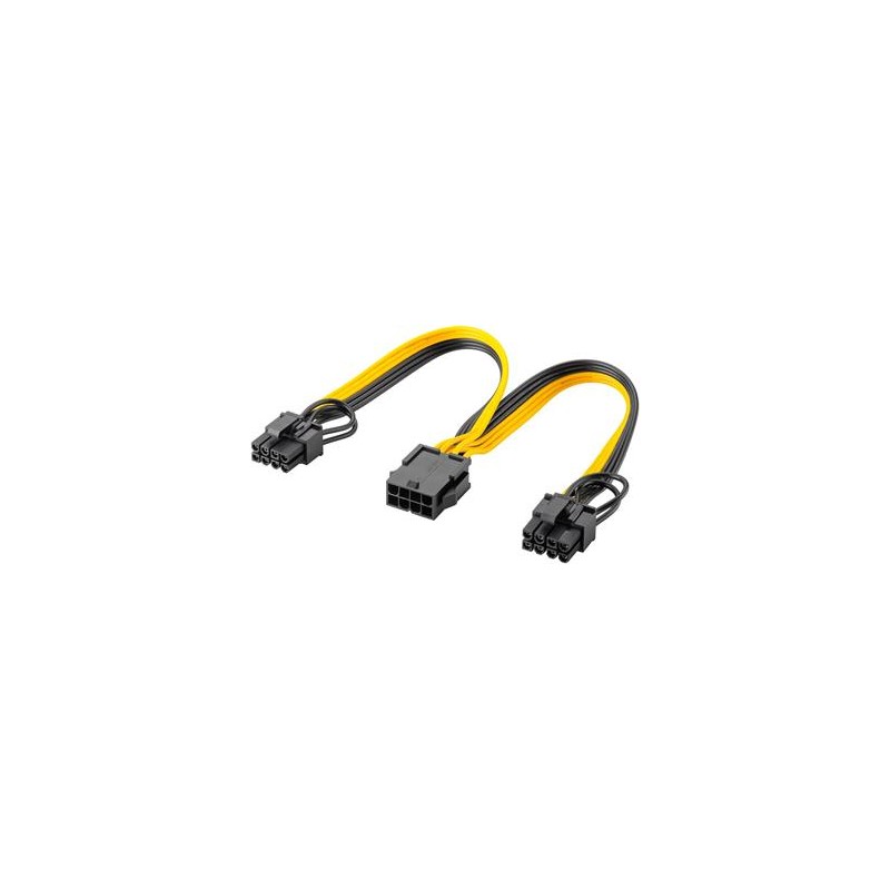 PremiumCord Napájecí kabel 8 kolíkový samice na duální 6+2 samec pro PCIe karty