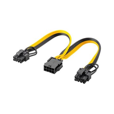 PremiumCord Napájecí kabel 8 kolíkový samice na duální 6+2 samec pro PCIe karty