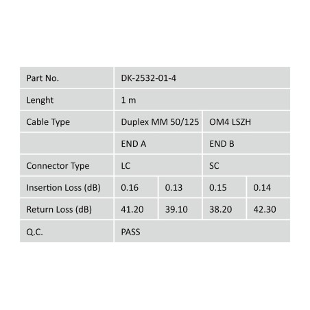 DIGITUS Fiber Optic Patch Cord, LC/SC Multimode 50/125 µ, OM4, Duplex, 5m