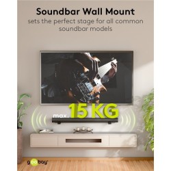 Univerzální nástěnný držák Soundbar, černý, bezpečný, diskrétní držák s polstrovanými nožičkami pro všechny běžné soundbary