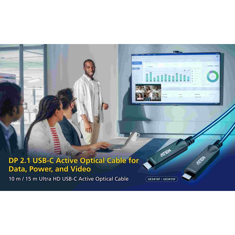ATEN Ultra HD USB-C 3.2 gen2 aktivní optická prodlužka 15m, 60W PD