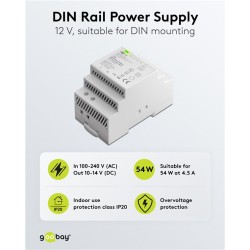 goobay napájecí zdroj do DIN lišty 12 V (DC), max.proud 4.5 A, výkon 54 W