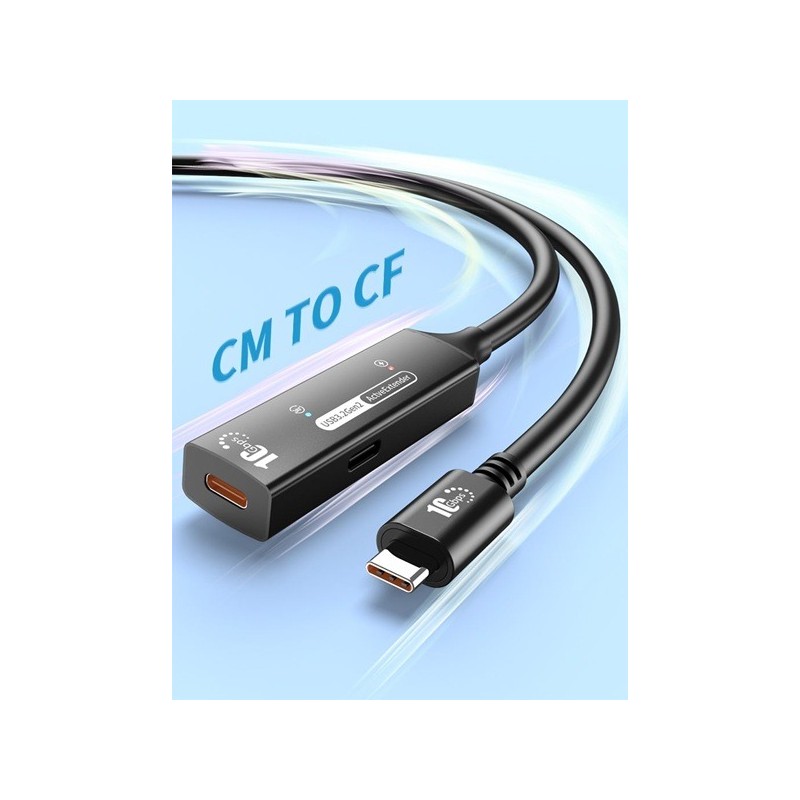 PremiumCord USB-C 3.2 Gen 2 repeater a prodlužovací kabel Male-Female, 10Gbps Aluminium 10m