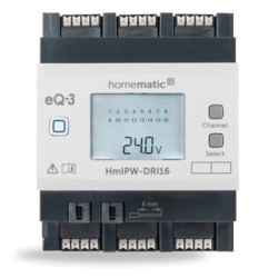 Homematic IP Drátový vstupní modul s LCD - na DIN lištu, 16 kanálů - HmIPW-DRI16