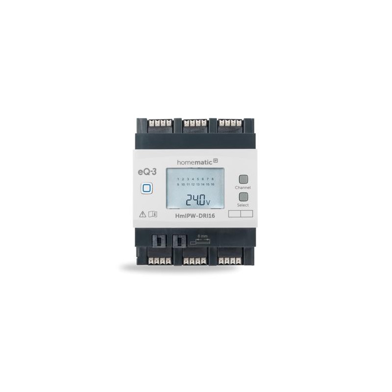 Homematic IP Drátový vstupní modul s LCD - na DIN lištu, 16 kanálů - HmIPW-DRI16