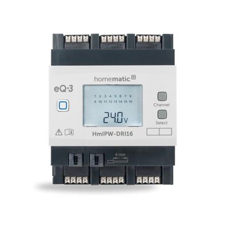 Homematic IP Drátový vstupní modul s LCD - na DIN lištu, 16 kanálů - HmIPW-DRI16