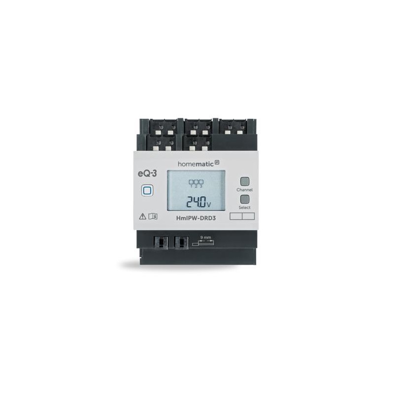 Homematic IP Drátový stmívací akční člen s LCD - na DIN lištu, 3 kanály - HmIPW-DRD3