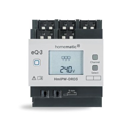 Homematic IP Drátový stmívací akční člen s LCD - na DIN lištu, 3 kanály - HmIPW-DRD3