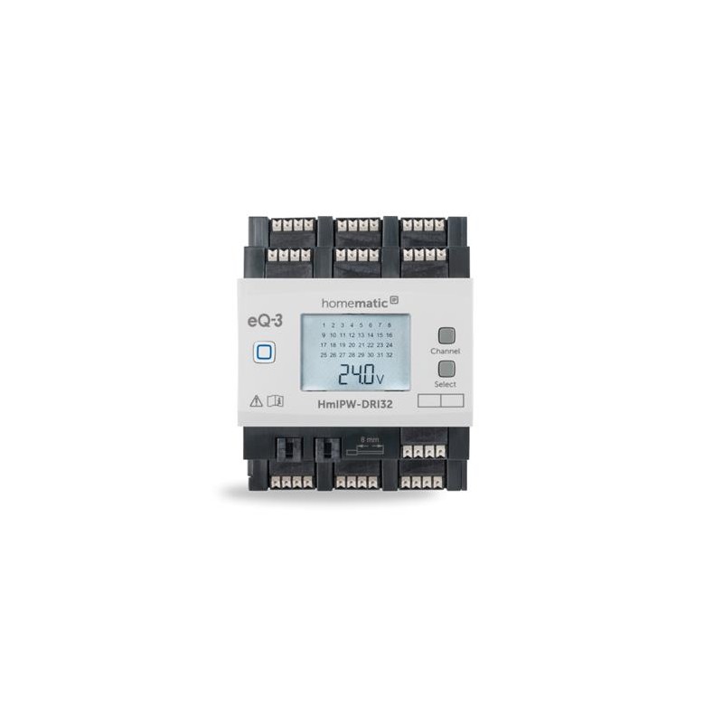 Homematic IP Drátový vstupní modul s LCD - na DIN lištu, 32 kanálů - HmIPW-DRI32