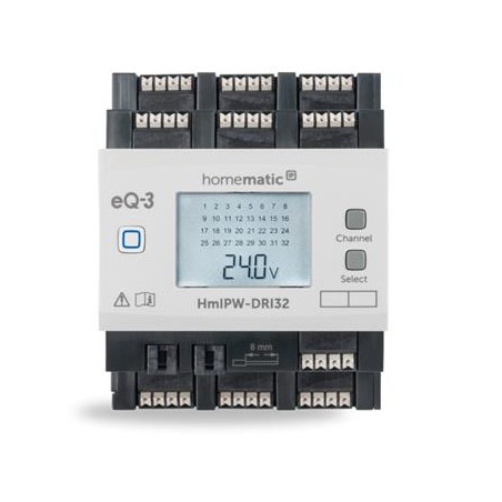 Homematic IP Drátový vstupní modul s LCD - na DIN lištu, 32 kanálů - HmIPW-DRI32