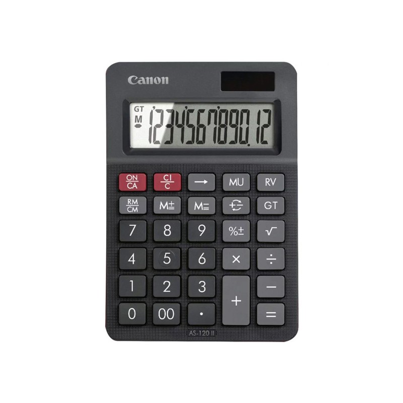 Canon kalkulačka AS-120 II EMEA DBL, 4722C003, černá, stolní, dvanáctimístná, výpočet DPH, celkový součet