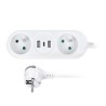Solight 2z + USB A+C 17W, cestovní prodlužovací přívod 1.5m, bílý
