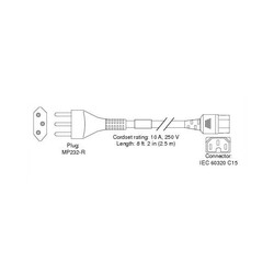 AC POWER CORD (SWITZERLAND)/C15 IEC 60884-1 2.5M