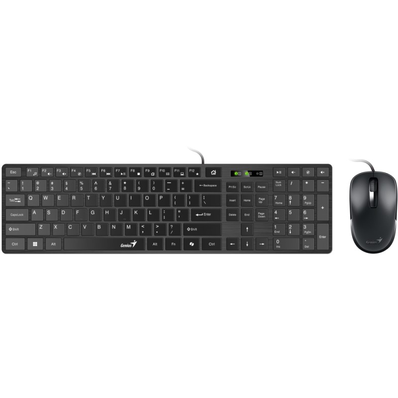 GENIUS set klávesnice + myš Slimstar C126/ Drátový set/ Copilot/ USB/ černá/ CZ+SK layout